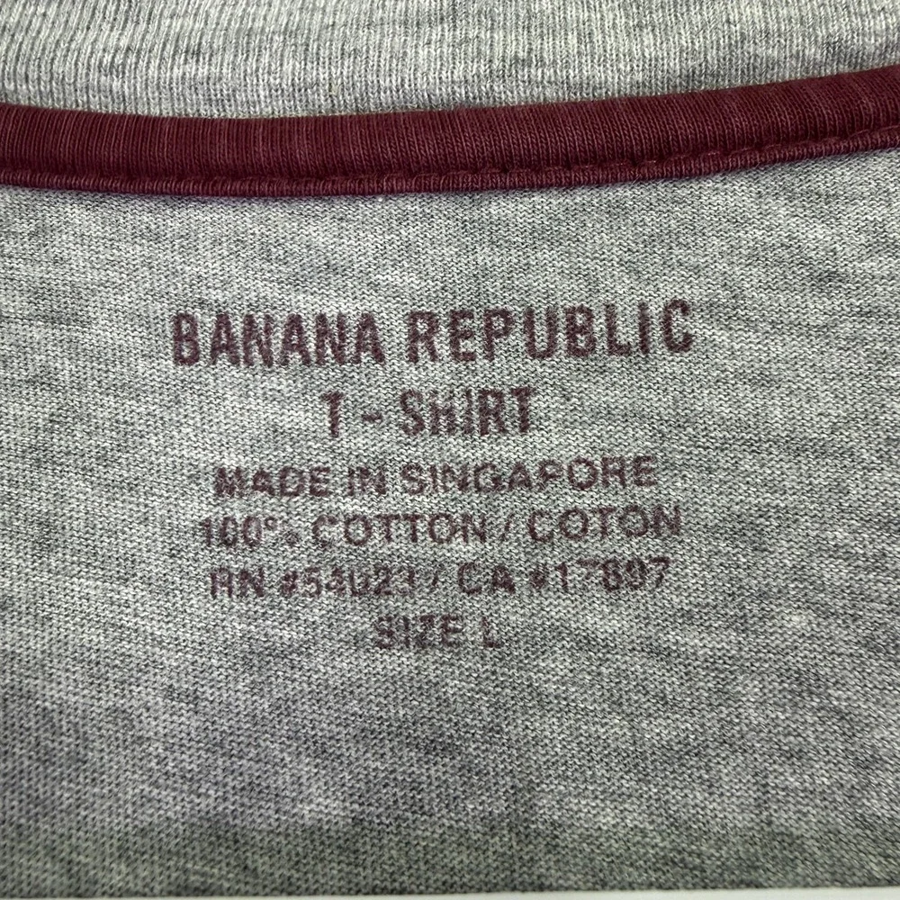 Banana Republic Shirt Mens Large Gray Long Sleeve 78 Logo Graphic Tee Casual